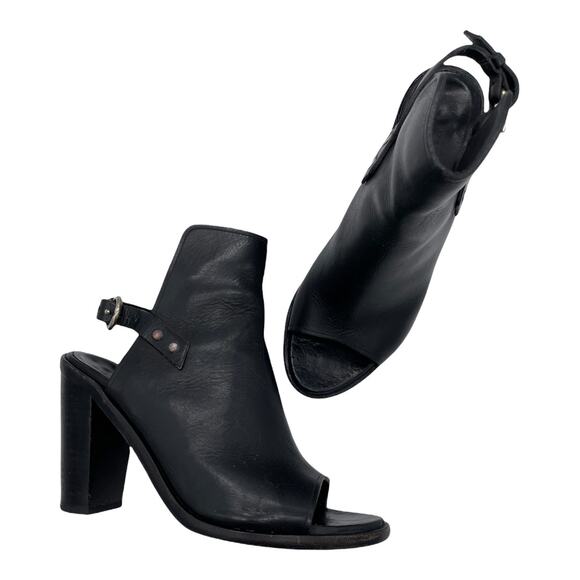 Rag & Bone Wyatt Open-Toe Leather Bootie - Black - 36.5 - Picture 1 of 11